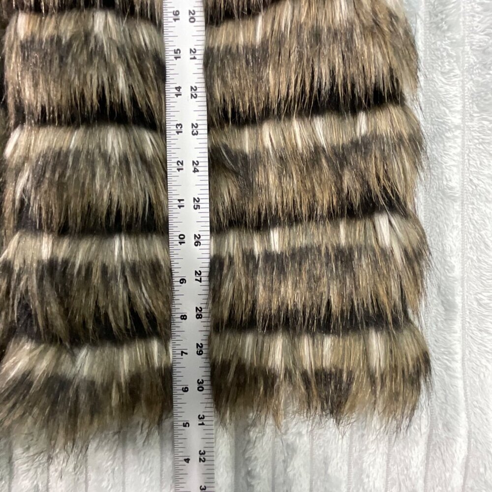 Donna Salyers Fab Furs Boho Chic Vest Womens S Black Tan Faux Fox Lined Pockets - Picture 9 of 11